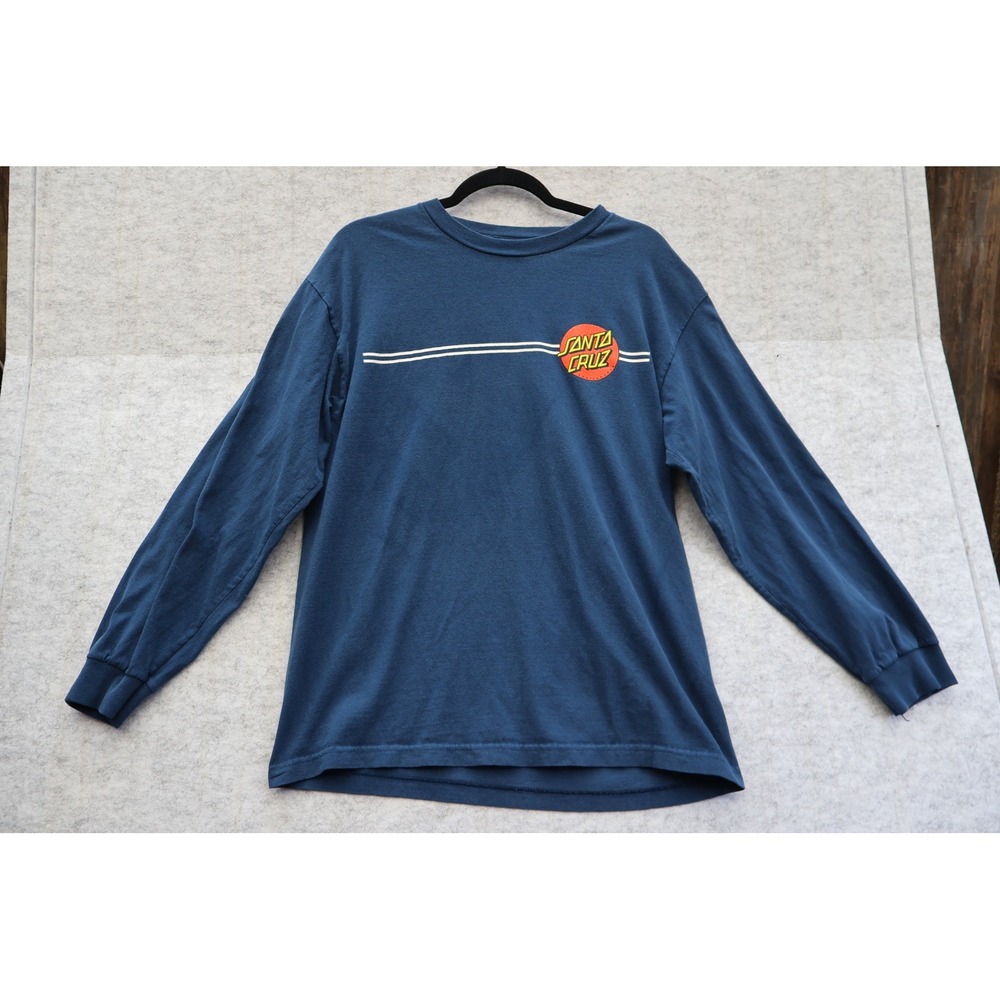 Santa Cruz Skateboards Mens Long Sleeve T-Shirt Navy Blue Dot Logo Graphic Tee